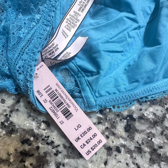 Victoria's Secret Teal Lace Halter Bralette Crop Top Bra L/G - Picture 5 of 7